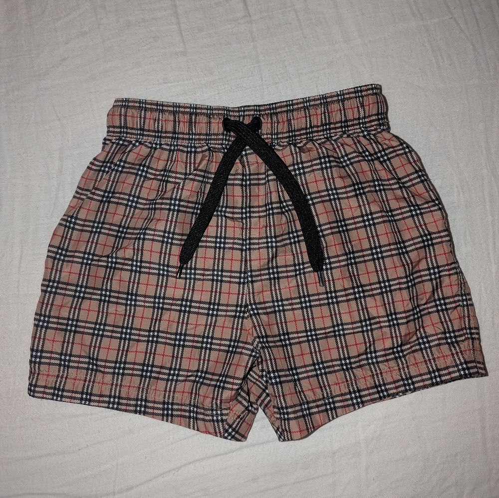 Burberry Beige and Black Plaid Shorts